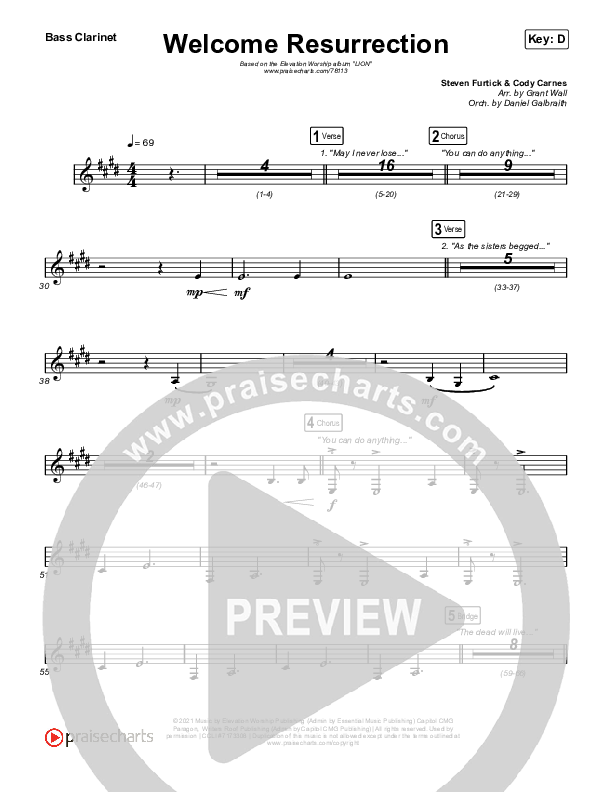 Welcome Resurrection Bass Clarinet (Elevation Worship / Chris Brown)