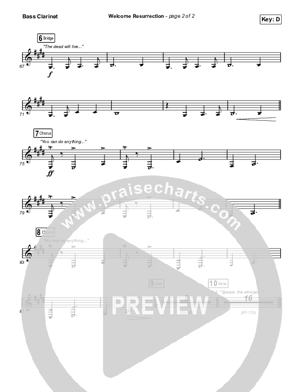 Welcome Resurrection Bass Clarinet (Elevation Worship / Chris Brown)