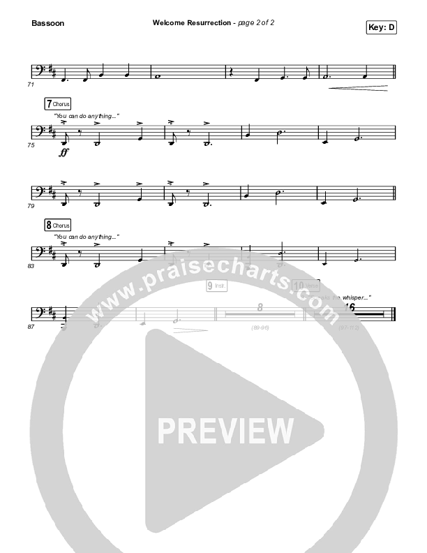 Welcome Resurrection Bassoon (Elevation Worship / Chris Brown)