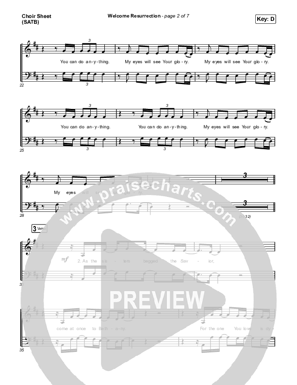 Welcome Resurrection Choir Sheet (SATB) (Elevation Worship / Chris Brown)