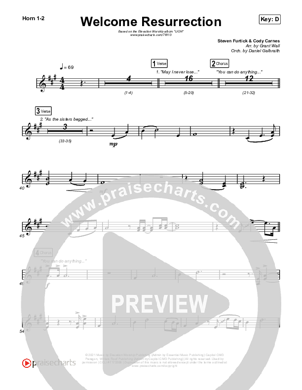 Welcome Resurrection French Horn 1/2 (Elevation Worship / Chris Brown)