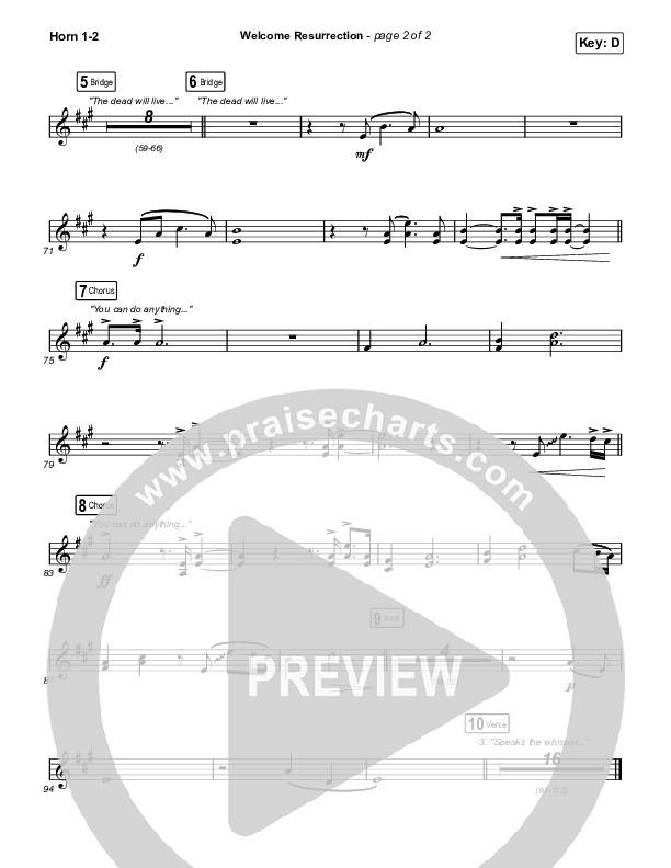 Welcome Resurrection French Horn 1/2 (Elevation Worship / Chris Brown)