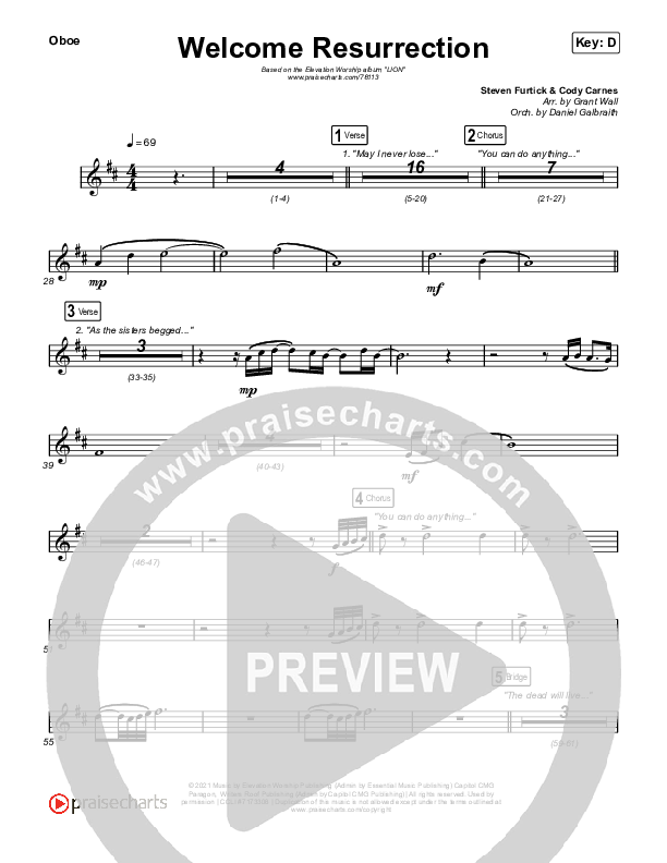 Welcome Resurrection Oboe (Elevation Worship / Chris Brown)