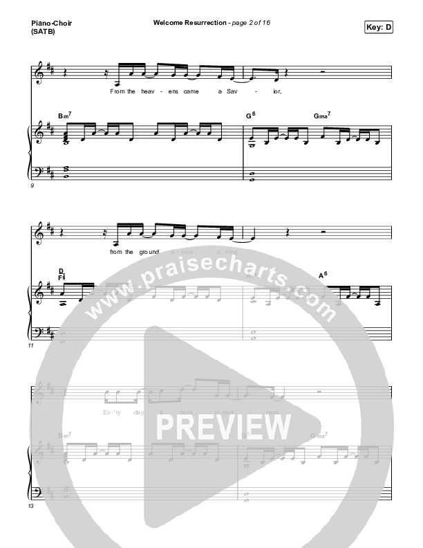 Welcome Resurrection Piano/Vocal (SATB) (Elevation Worship / Chris Brown)