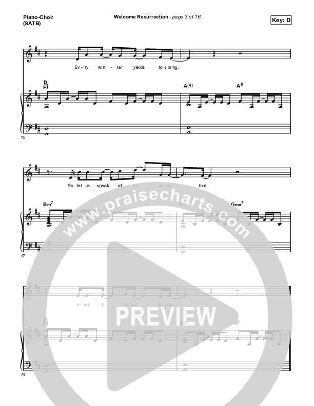 Welcome Resurrection Piano/Vocal (SATB) (Elevation Worship / Chris Brown)