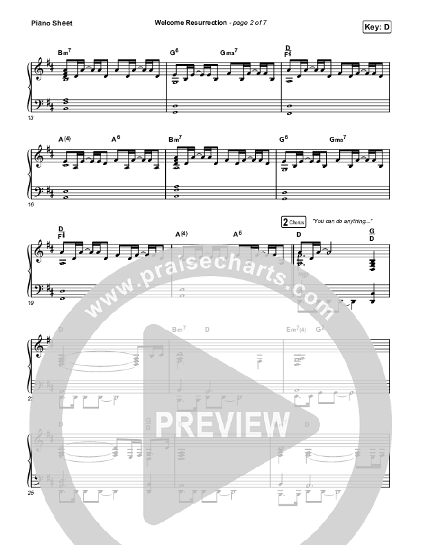Welcome Resurrection Piano Sheet (Elevation Worship / Chris Brown)