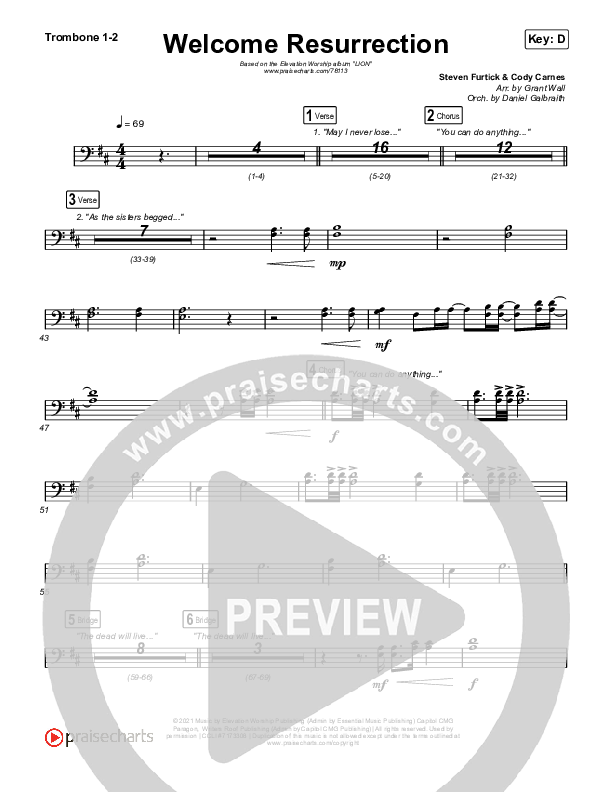 Welcome Resurrection Trombone 1/2 (Elevation Worship / Chris Brown)
