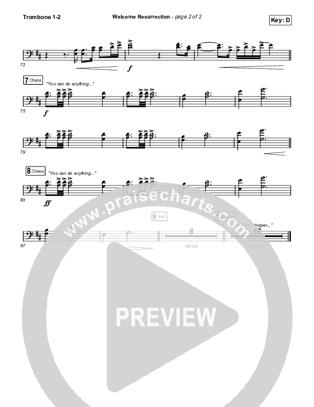 Welcome Resurrection Trombone 1/2 (Elevation Worship / Chris Brown)