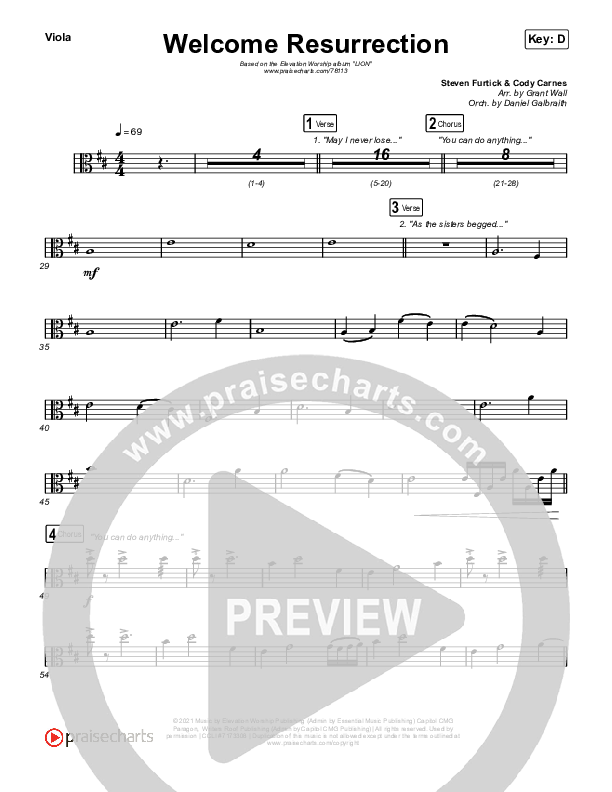 Welcome Resurrection Viola (Elevation Worship / Chris Brown)