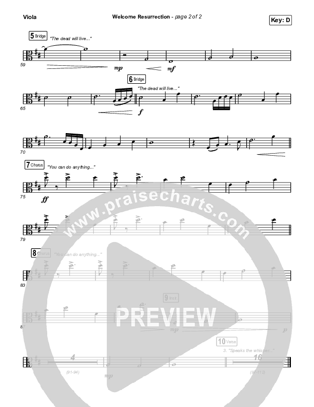 Welcome Resurrection Viola (Elevation Worship / Chris Brown)