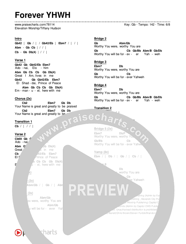 Forever YHWH Chords & Lyrics (Elevation Worship / Tiffany Hudson)