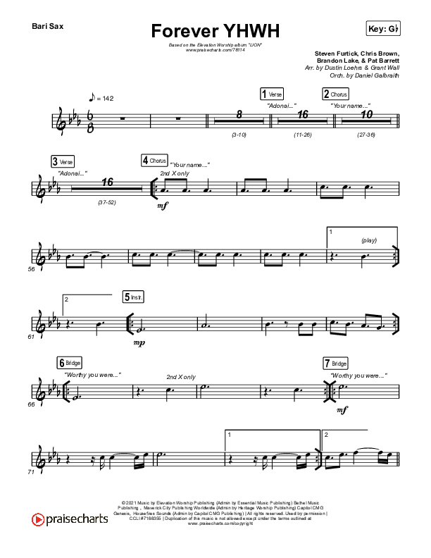Forever YHWH Bari Sax (Elevation Worship / Tiffany Hudson)