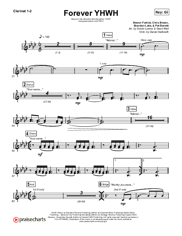 Forever YHWH Clarinet 1/2 (Elevation Worship / Tiffany Hudson)