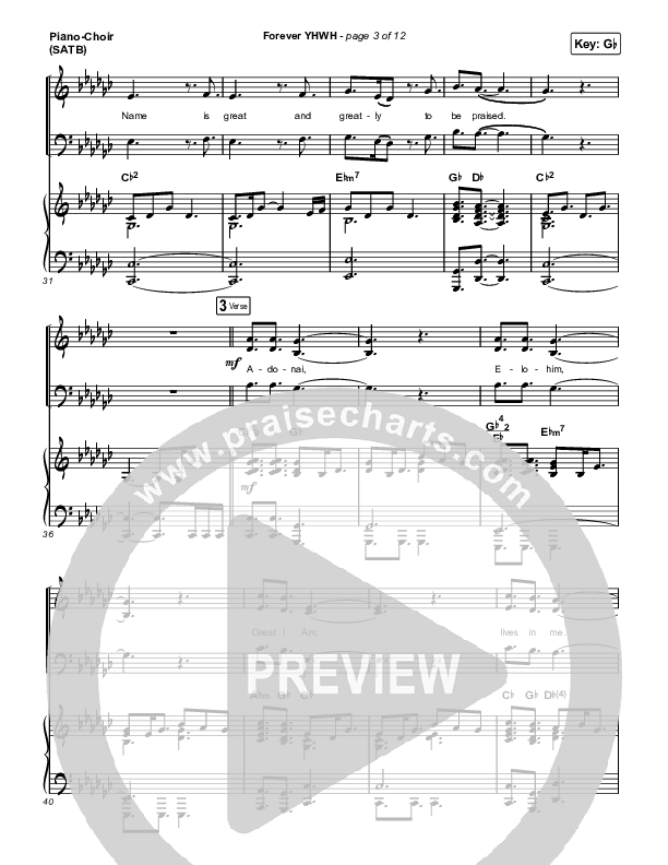 Forever YHWH Piano/Vocal (SATB) (Elevation Worship / Tiffany Hudson)