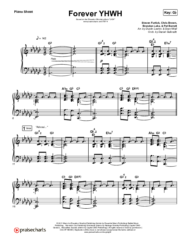 Forever YHWH Piano Sheet (Elevation Worship / Tiffany Hudson)