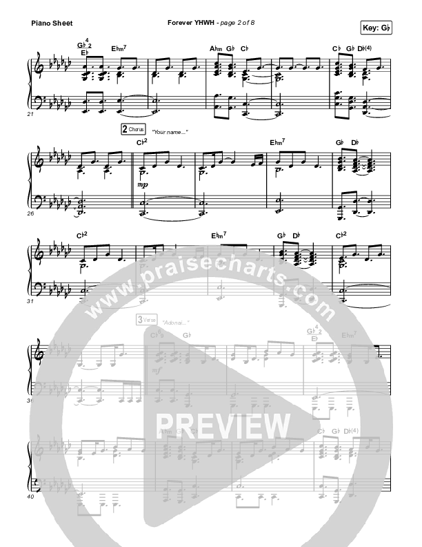Forever YHWH Piano Sheet (Elevation Worship / Tiffany Hudson)