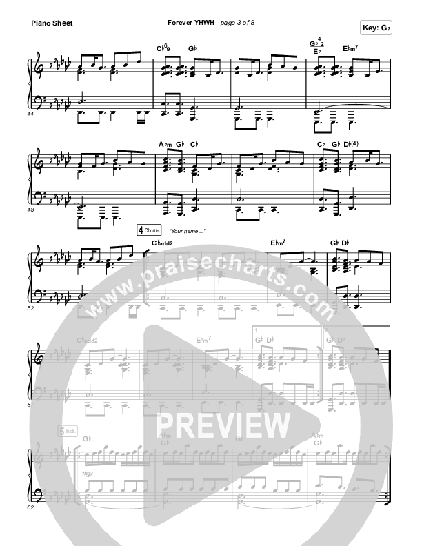 Forever YHWH Piano Sheet (Elevation Worship / Tiffany Hudson)
