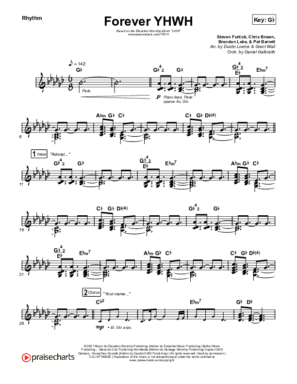 Forever YHWH Rhythm Chart (Elevation Worship / Tiffany Hudson)