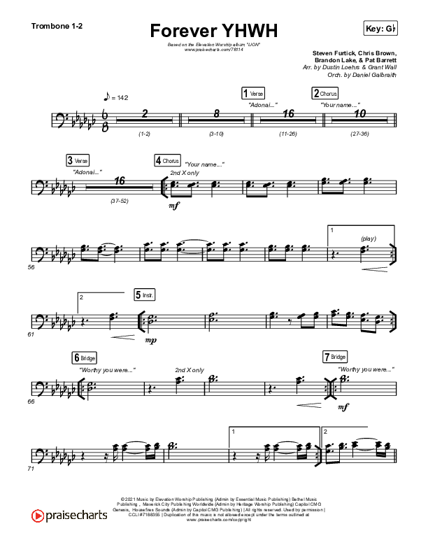 Forever YHWH Trombone 1/2 (Elevation Worship / Tiffany Hudson)
