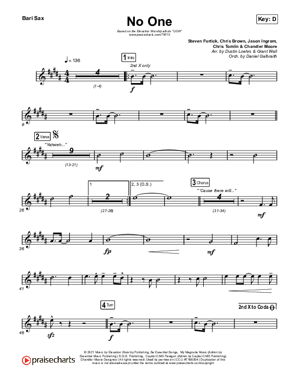 No One Bari Sax (Elevation Worship / Chandler Moore)