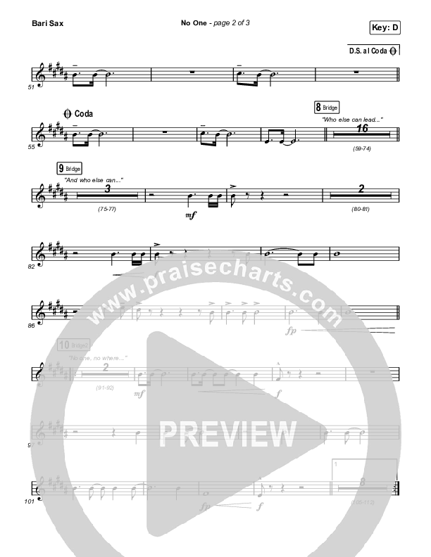 No One Bari Sax (Elevation Worship / Chandler Moore)