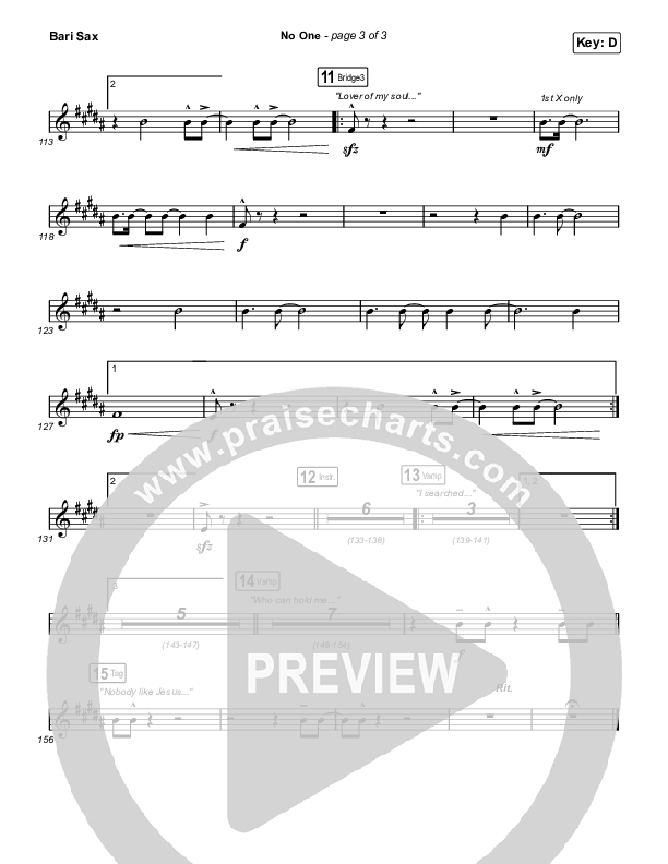 No One Bari Sax (Elevation Worship / Chandler Moore)