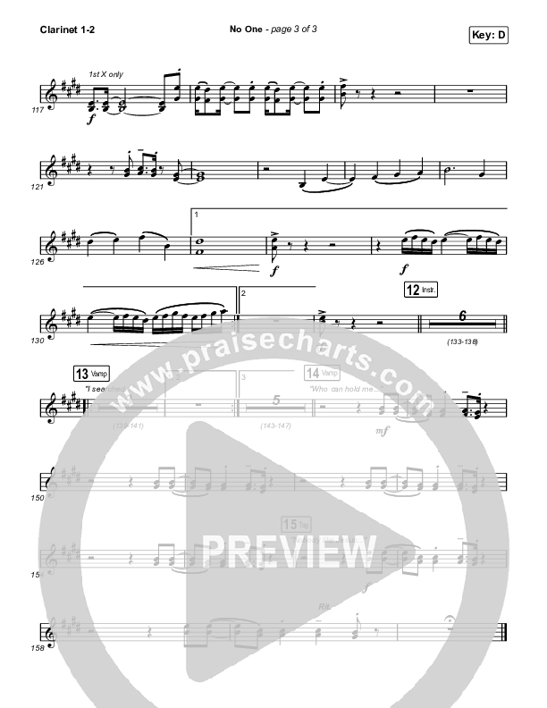 No One Clarinet 1/2 (Elevation Worship / Chandler Moore)