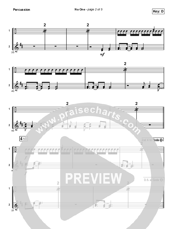 No One Percussion (Elevation Worship / Chandler Moore)