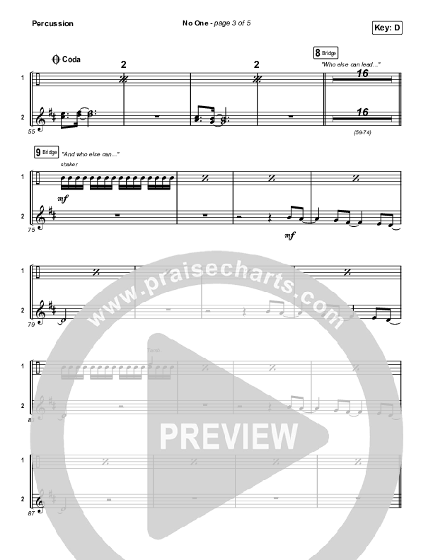 No One Percussion (Elevation Worship / Chandler Moore)