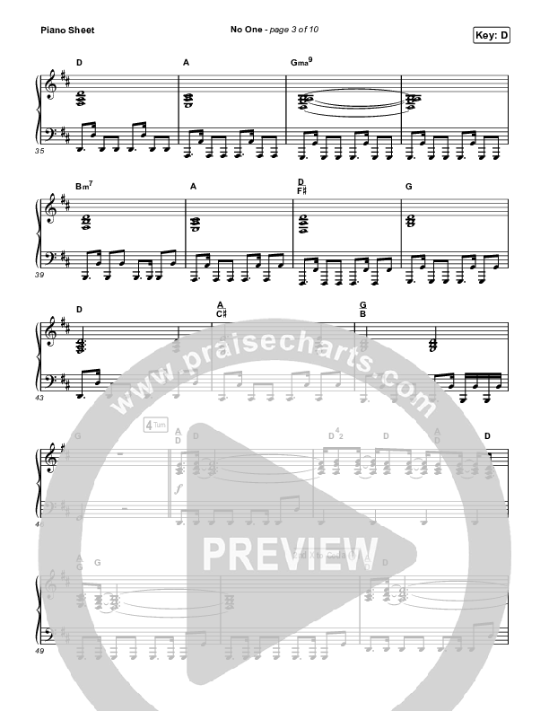 No One Piano Sheet (Elevation Worship / Chandler Moore)