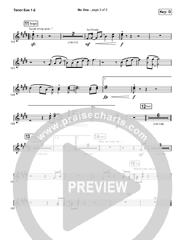 No One Tenor Sax 1/2 (Elevation Worship / Chandler Moore)