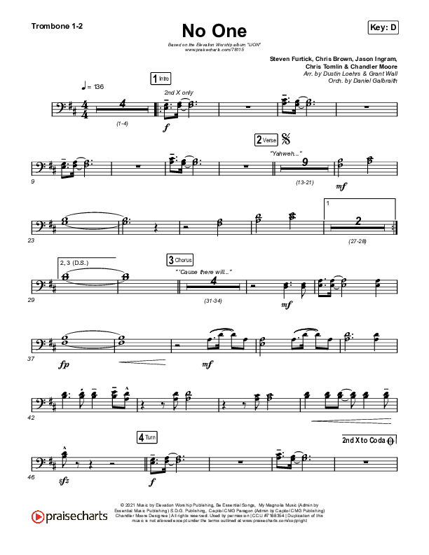No One Trombone 1/2 (Elevation Worship / Chandler Moore)