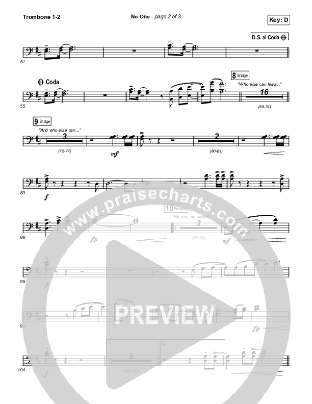 No One Trombone 1/2 (Elevation Worship / Chandler Moore)