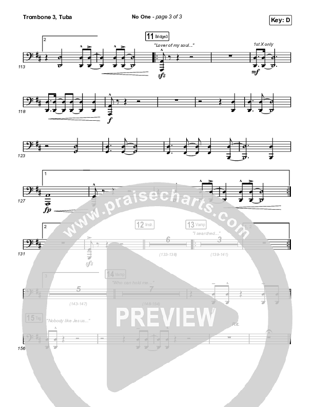 No One Trombone 3/Tuba (Elevation Worship / Chandler Moore)