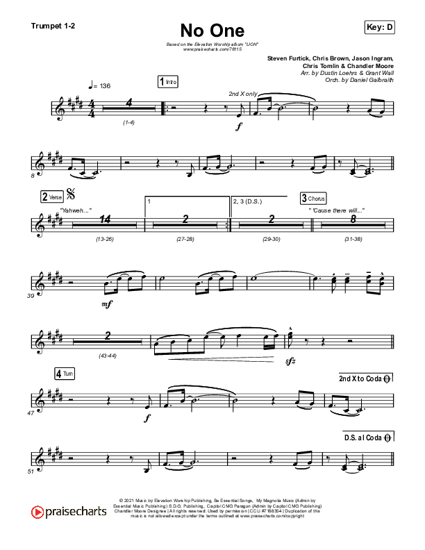 No One Trumpet 1,2 (Elevation Worship / Chandler Moore)
