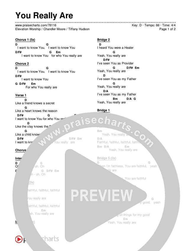 You Really Are Chords & Lyrics (Elevation Worship / Chandler Moore / Tiffany Hudson)
