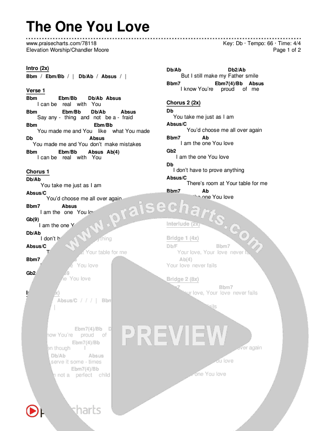 The One You Love Chords & Lyrics (Elevation Worship / Chandler Moore)