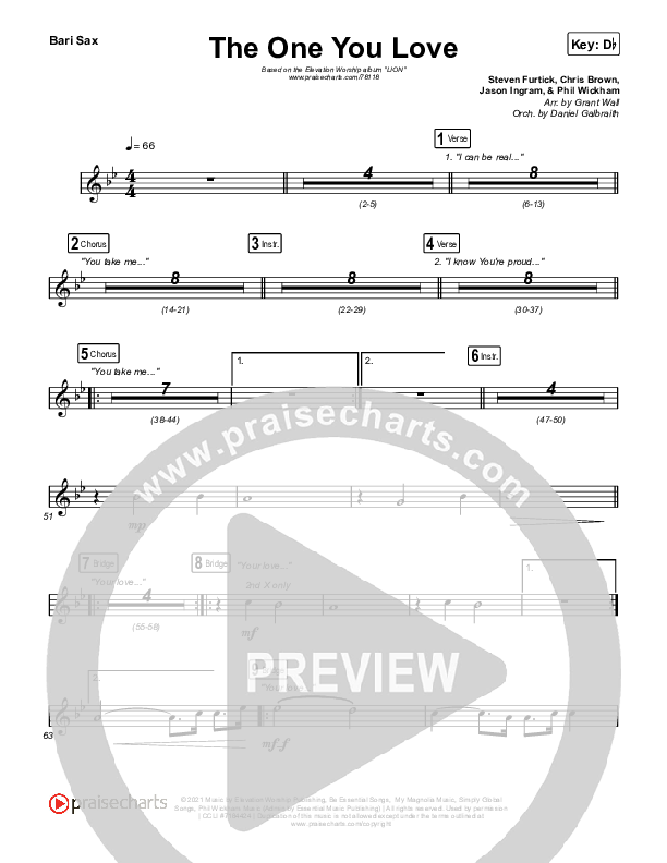 The One You Love Bari Sax (Elevation Worship / Chandler Moore)