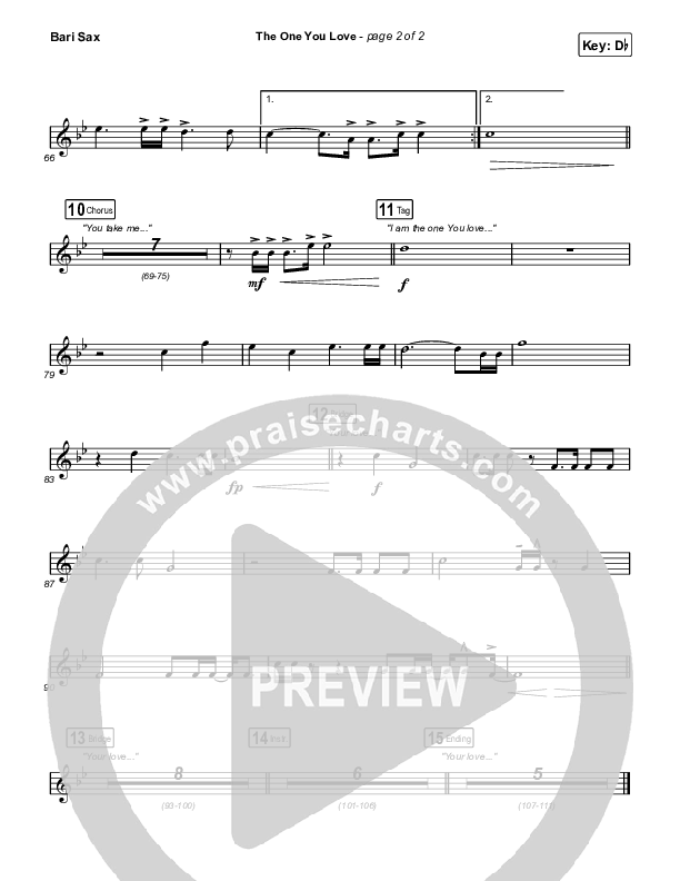 The One You Love Bari Sax (Elevation Worship / Chandler Moore)