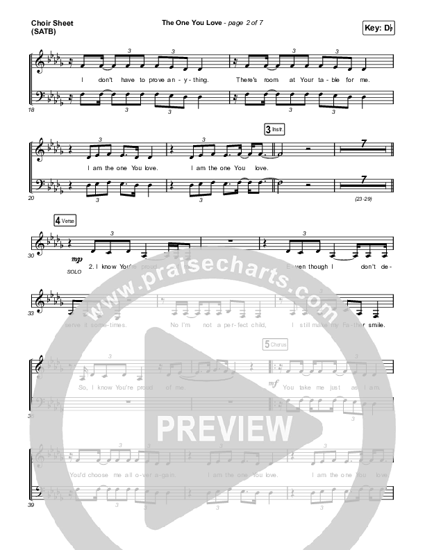 The One You Love Choir Vocals (SATB) (Elevation Worship / Chandler Moore)