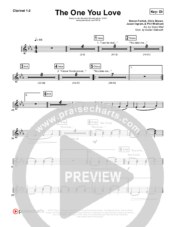 The One You Love Clarinet 1/2 (Elevation Worship / Chandler Moore)