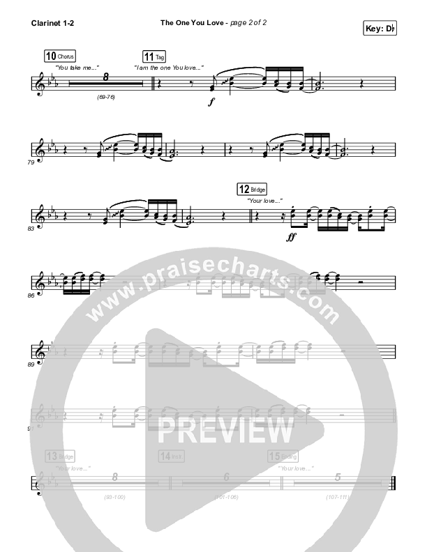 The One You Love Clarinet 1/2 (Elevation Worship / Chandler Moore)