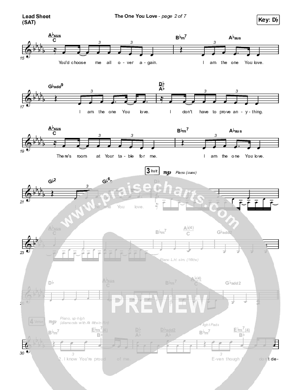 The One You Love Lead Sheet (SAT) (Elevation Worship / Chandler Moore)