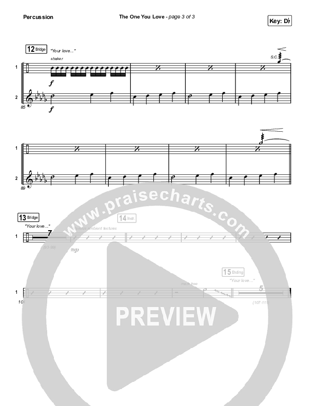 The One You Love Percussion (Elevation Worship / Chandler Moore)