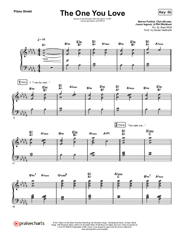 The One You Love Piano Sheet (Elevation Worship / Chandler Moore)