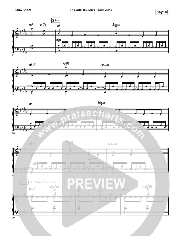 The One You Love Piano Sheet (Elevation Worship / Chandler Moore)