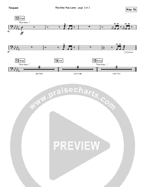 The One You Love Timpani (Elevation Worship / Chandler Moore)