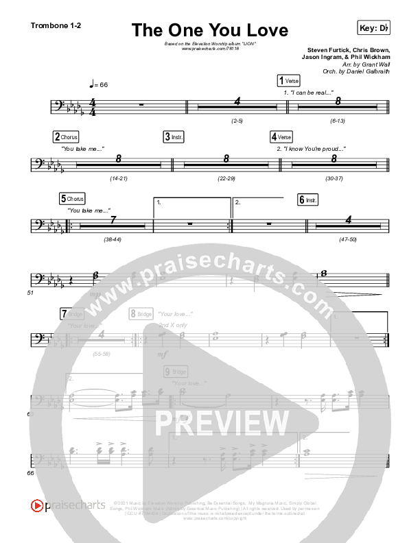 The One You Love Trombone 1/2 (Elevation Worship / Chandler Moore)