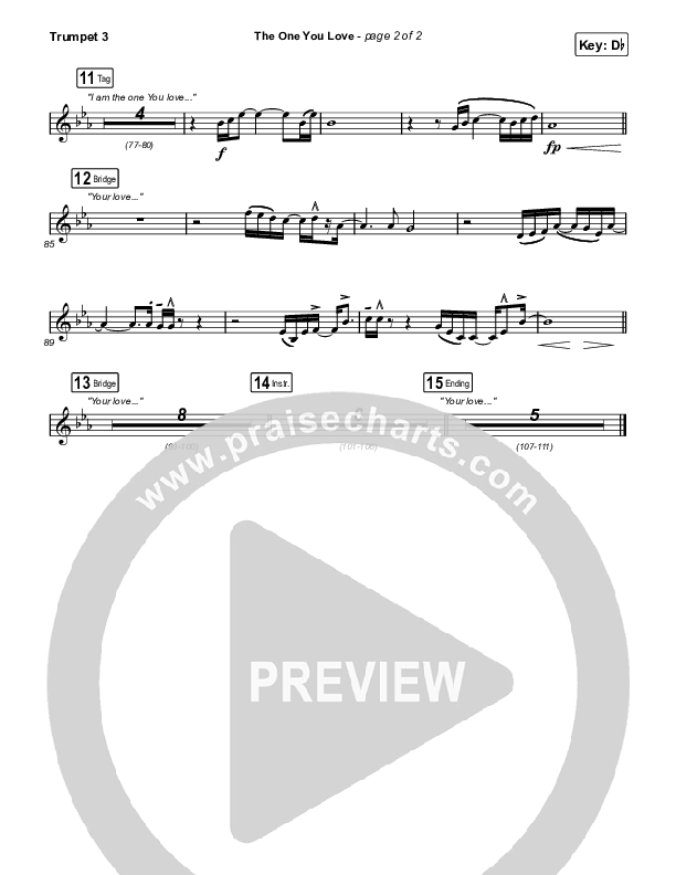 The One You Love Trumpet 3 (Elevation Worship / Chandler Moore)