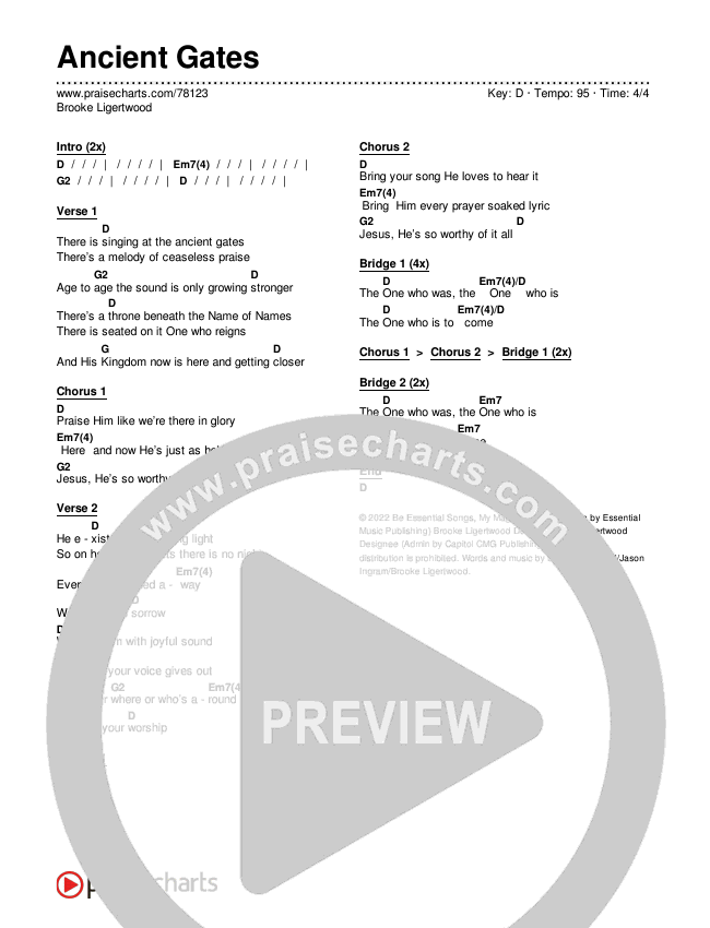 Ancient Gates Chords & Lyrics (Brooke Ligertwood)